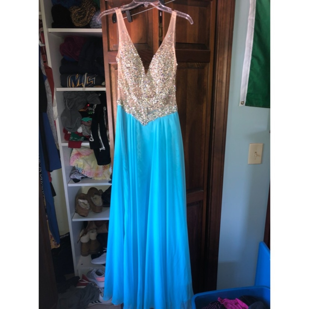 Teal and Jeweled Prom Dress